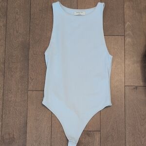 Babaton Pale Blue Sleeveless One-Piece Bodysuit